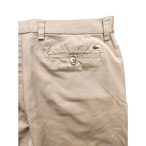 Lacoste Flat Front chino pants Light khaki 38x25.5 Cotton alligator Logo pockets - Picture 6 of 9